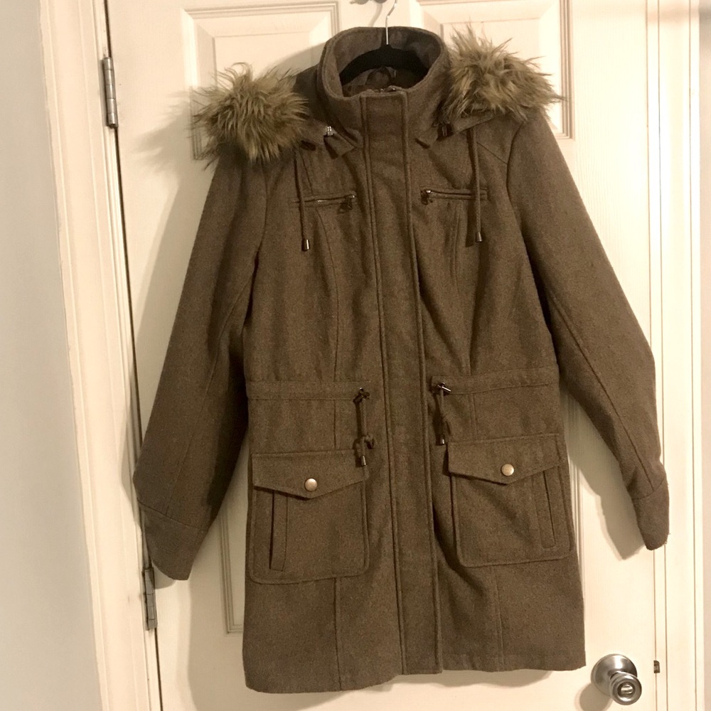 NY&Co. Wool Coat w/Removable Fur Hood